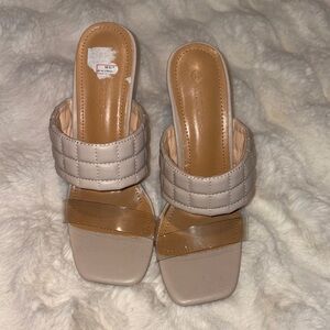 Wild Diva Beige Quilted Mules